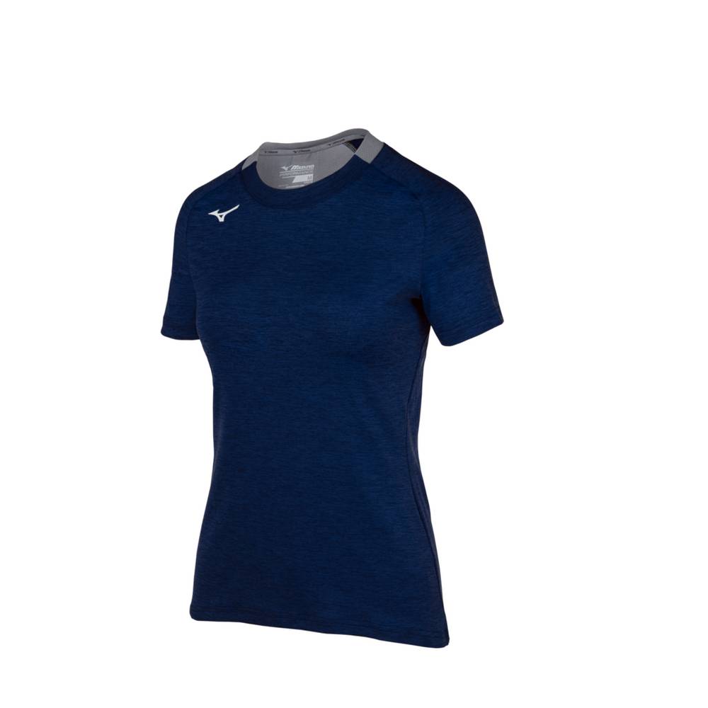 Mizuno Alpha Short Sleeve Női Futópóló Sötétkék VXD459203